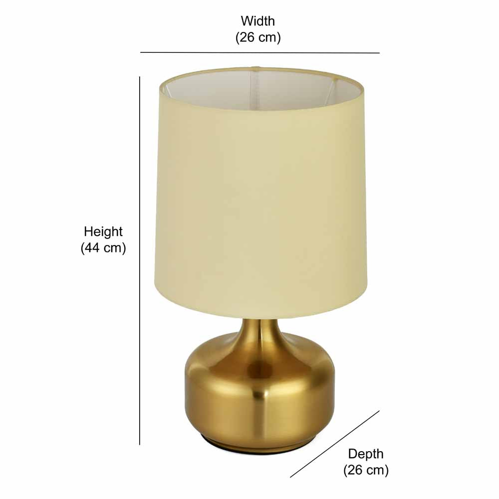 Metalia Fabric Shade Triangular Metal Base Table Lamp (Gold)