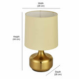 Metalia Fabric Shade Triangular Metal Base Table Lamp (Gold)