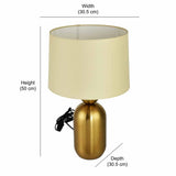 Metalia Fabric Shade Oval Metal Base Table Lamp (Gold)