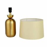 Metalia Fabric Shade Oval Metal Base Table Lamp (Gold)