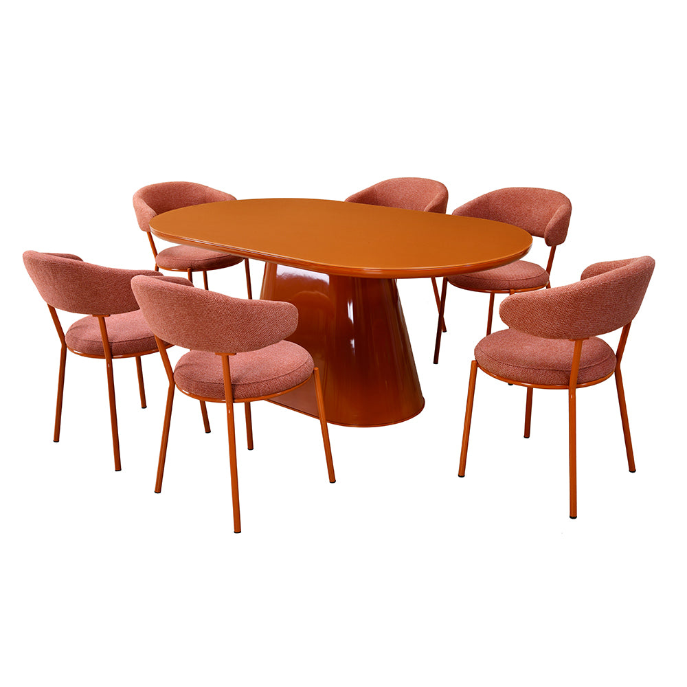 Clarice 6 Seater Dining Set (Rust)