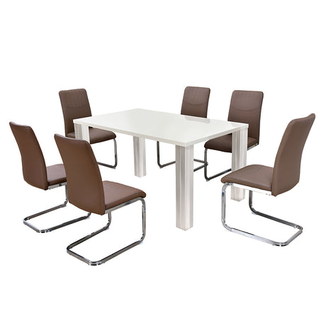 Frostine 6 Seater Dining Set (Brown & White)