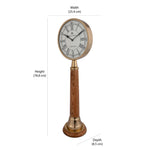 Classic Metal and Wooden Table Clock (Gold & Brown)