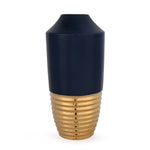 Bullet Shaped Decorative Ceramic Vase (Blue & Gold)