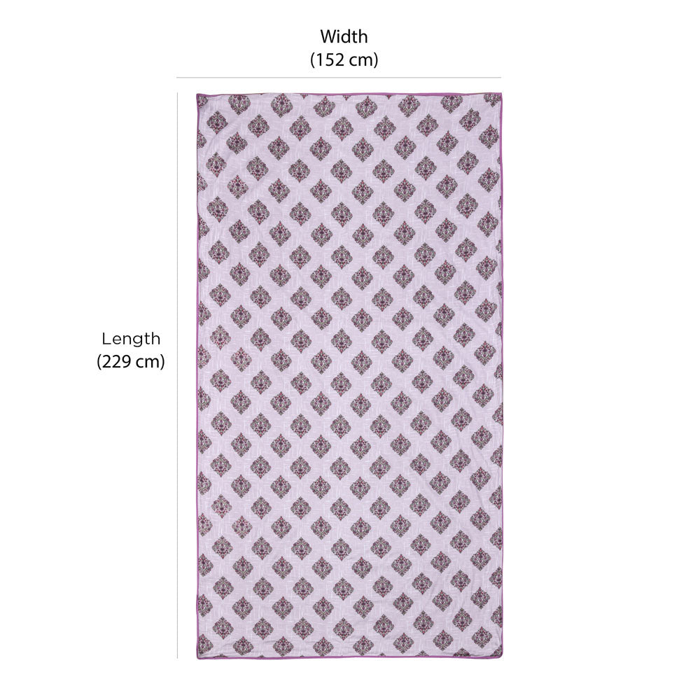 Floral Printed Cotton Single Bed Dohar (Purple)