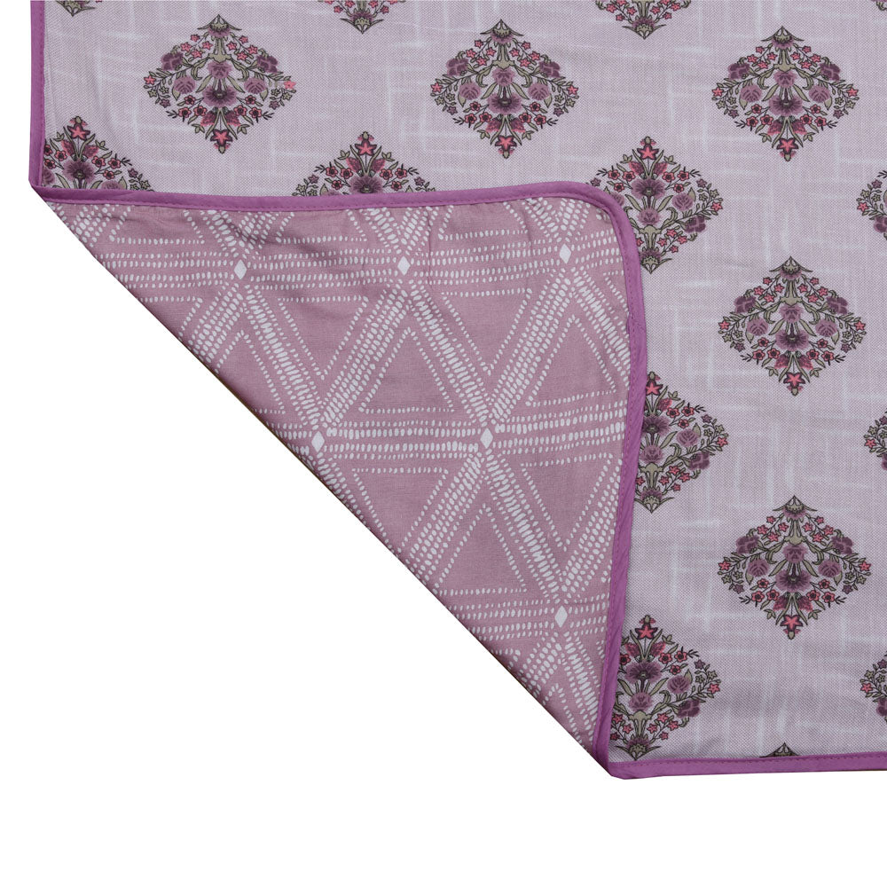 Floral Printed Cotton Single Bed Dohar (Purple)