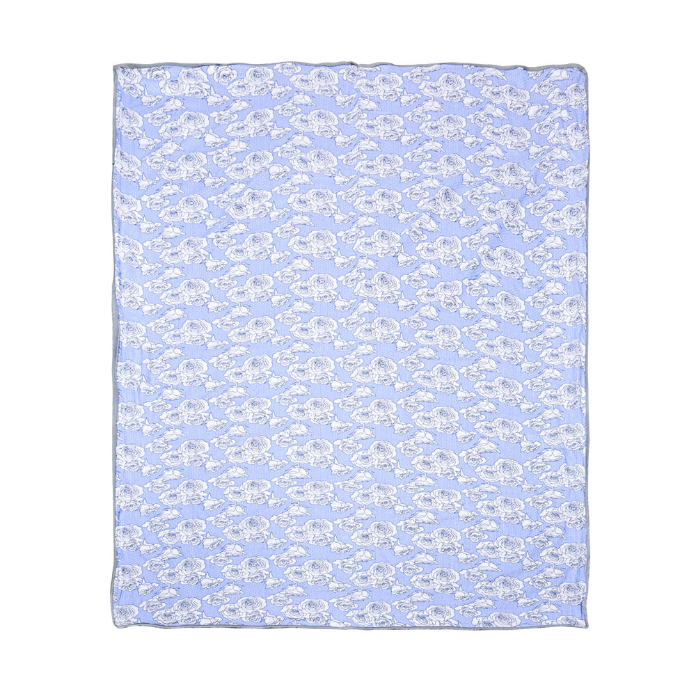 Floral Printed Cotton Double Bed Dohar (Blue)