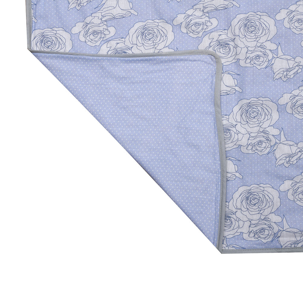 Floral Printed Cotton Single Bed Dohar (Blue)