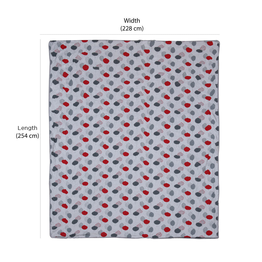 Leaf Design Cotton Double Bed Dohar (Grey & Red)