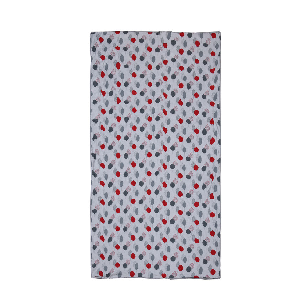 Leaf Design Cotton Single Bed Dohar (Grey & Red)