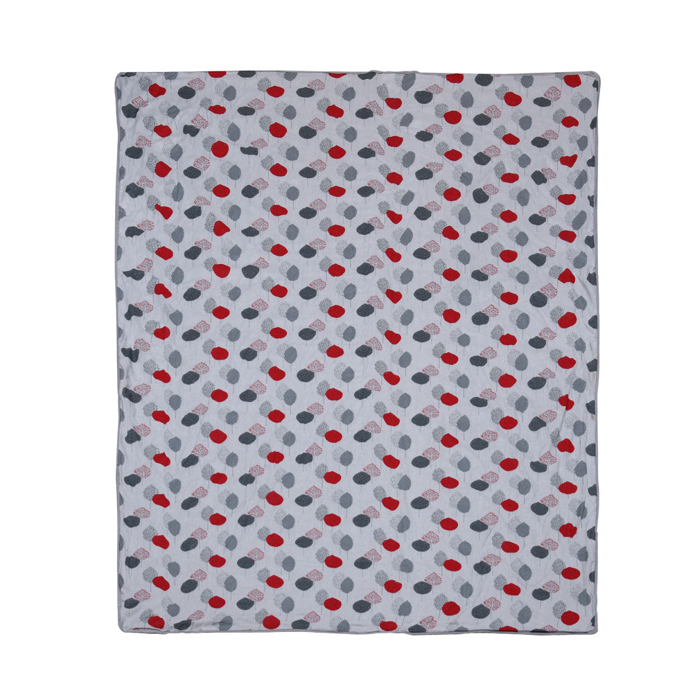 Leaf Design Cotton Double Bed Dohar (Grey & Red)