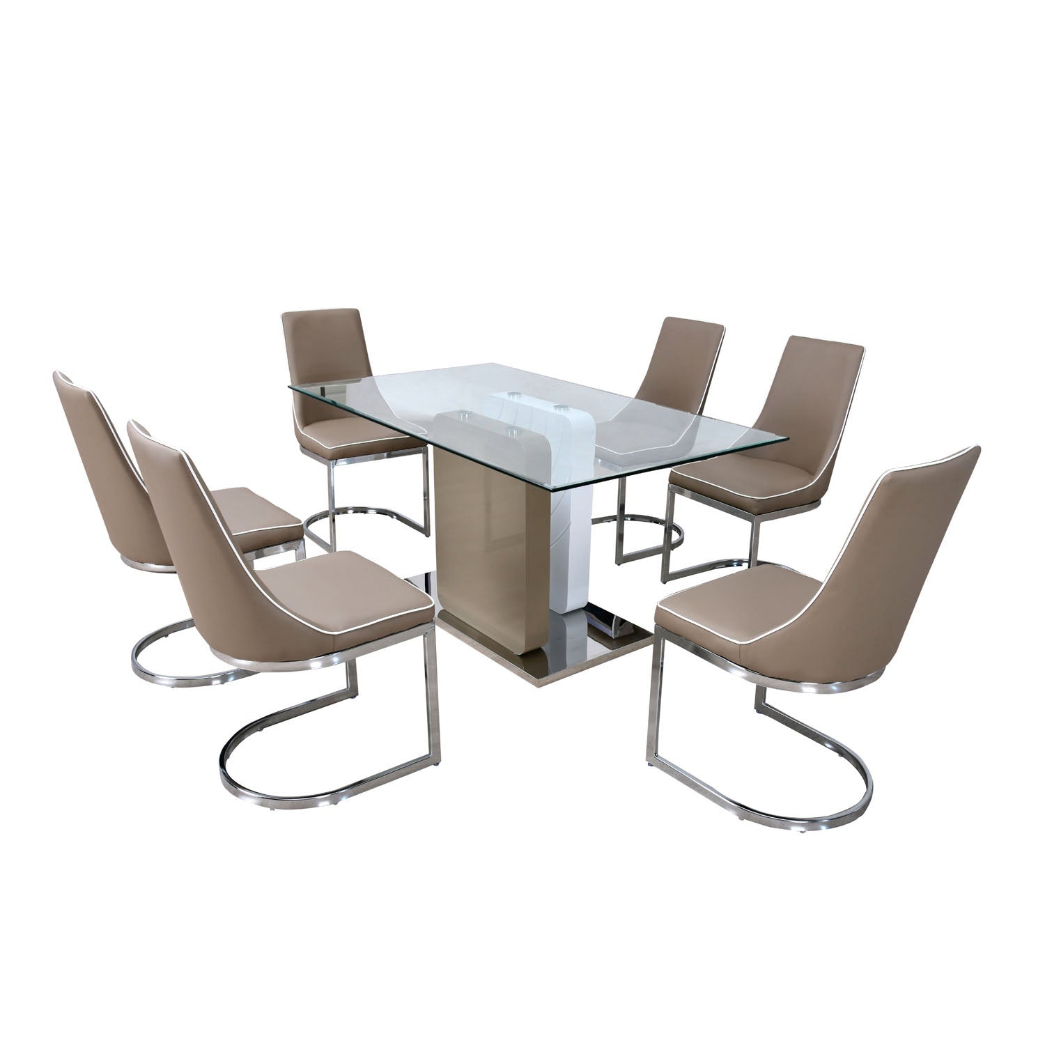 Wilbur 6 Seater Dining Set (White & Beige)