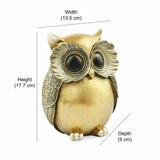 Owl Decorative Polyresin Showpiece (Grey & Gold)