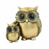 Mother & Son Owl Decorative Polyresin Showpiece (Grey & Gold)