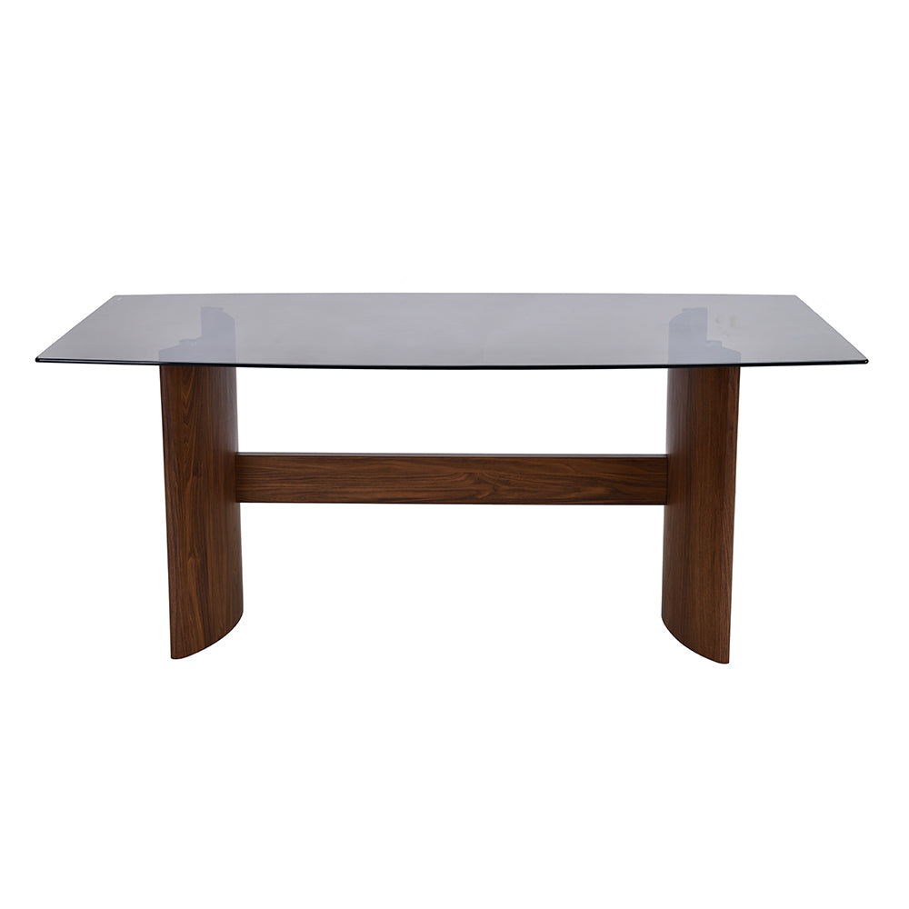 Ellipse 6 Seater Glass Top Dining Table (Brown)