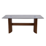 Ellipse 6 Seater Glass Top Dining Table (Brown)