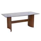 Ellipse 6 Seater Glass Top Dining Table (Brown)