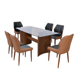 Ellipse 6 Seater Dining Set (Brown)