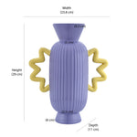 Decorative Fluted Design Dolomite Vase With 2 Curvy Handles (Purple & Yellow)