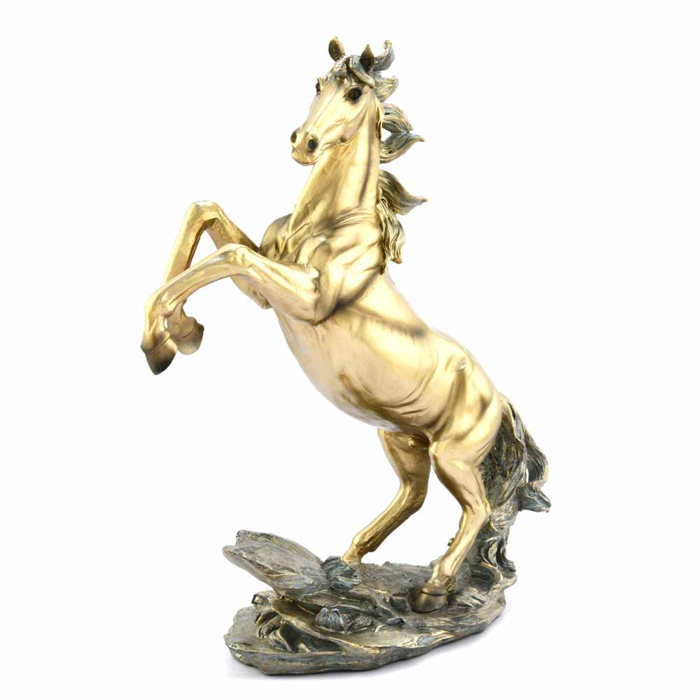 Jumping Horse Decorative Polyresin Showpiece (Grey & Gold)