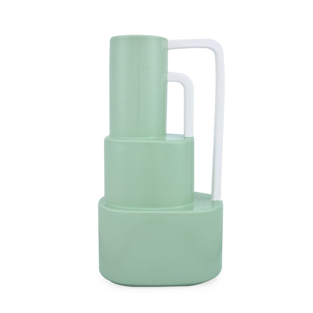 Decorative 3 Layer Design Dolomite Vase with 2 Handles (Green)