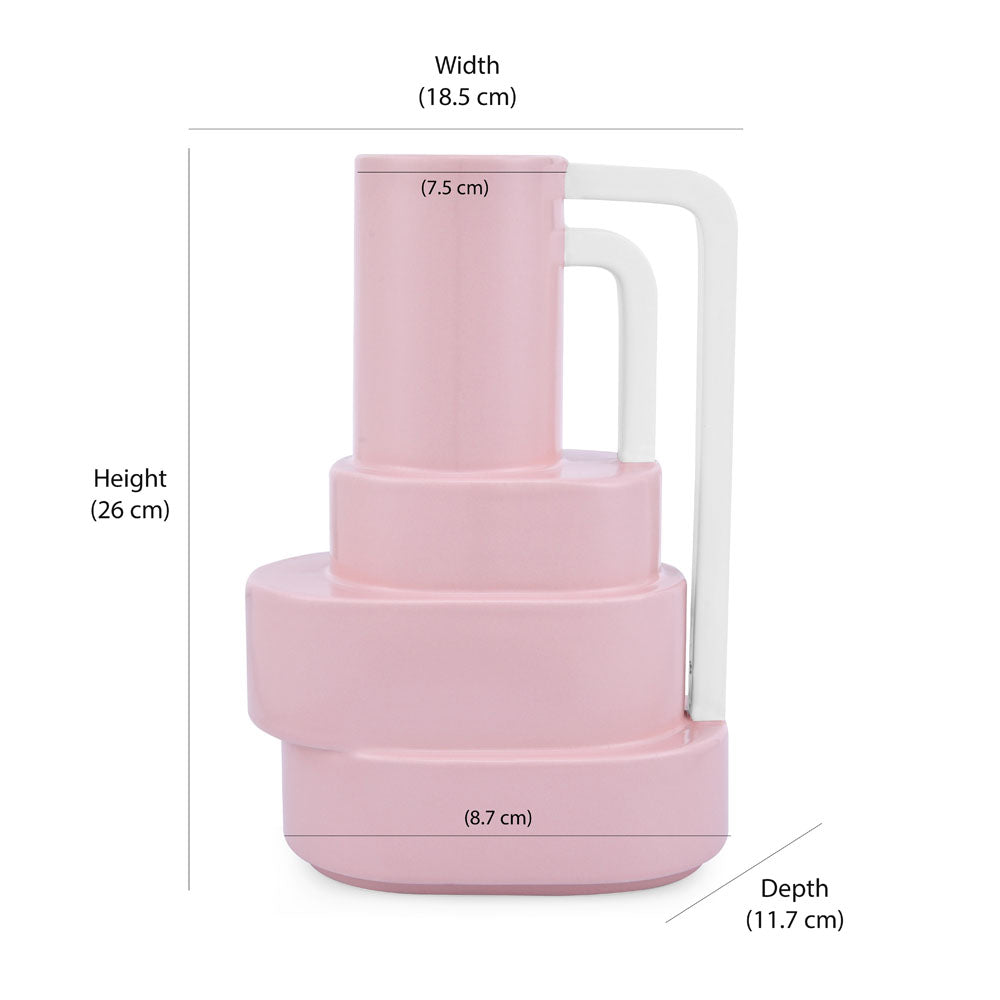 Decorative 4 Layer Design Dolomite Vase with 2 Handles (Pink)