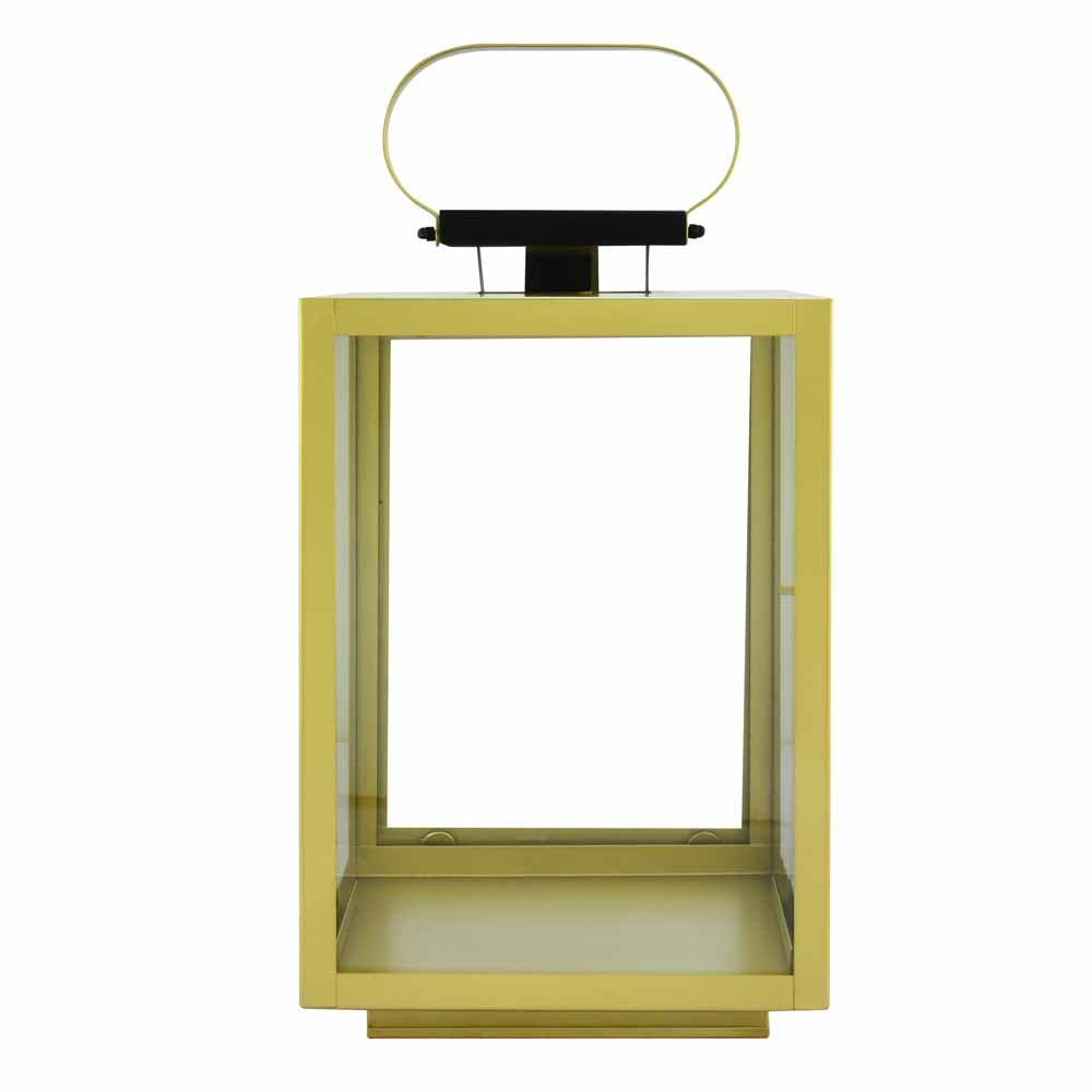 Modern Metal & Glass Small Lantern (Gold)