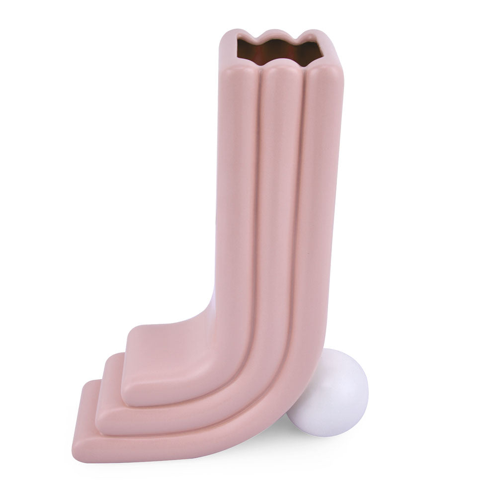 Decorative Half Arch With Ball Design Dolomite Vase (Pink)