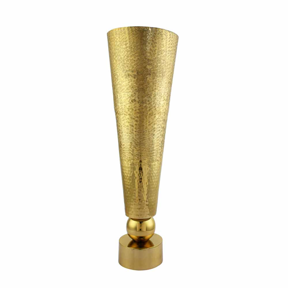 Decorative Criss Cross Textured Large Metal Vase (Gold)