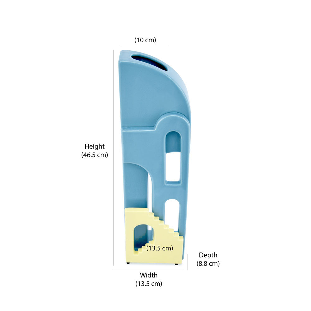 Decorative Arch Stairs Design Dolomite Vase (Turquise & Yellow)