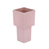 Decorative 2 Cube Fluted Design Dolomite Vase (Pink)