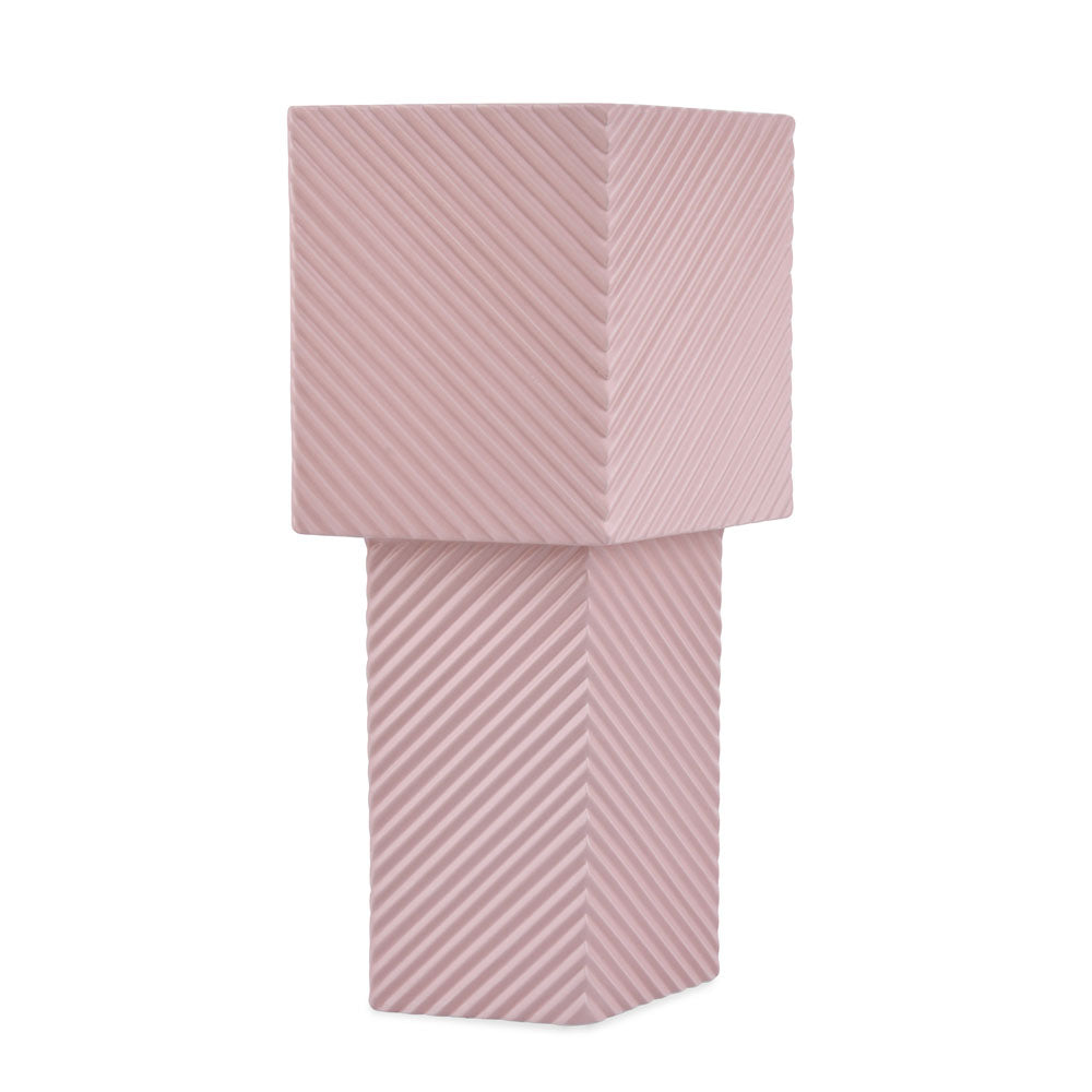 Decorative 2 Cube Fluted Design Dolomite Vase (Pink)