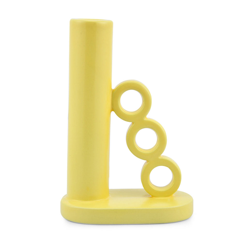 Tri Ring Dolomite Taper Candle Holder (Yellow)