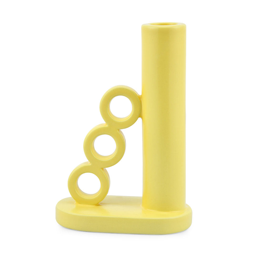 Tri Ring Dolomite Taper Candle Holder (Yellow)