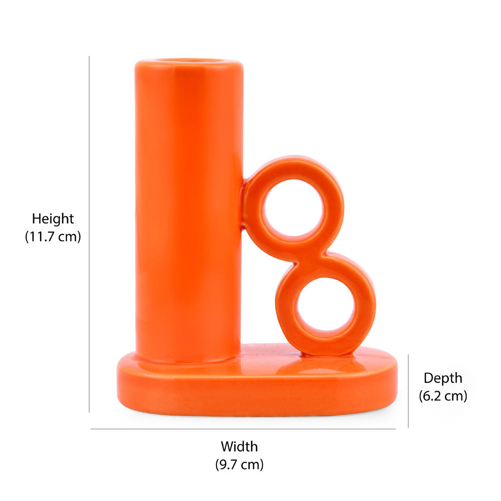 Dual Ring Dolomite Taper Candle Holder (Orange)