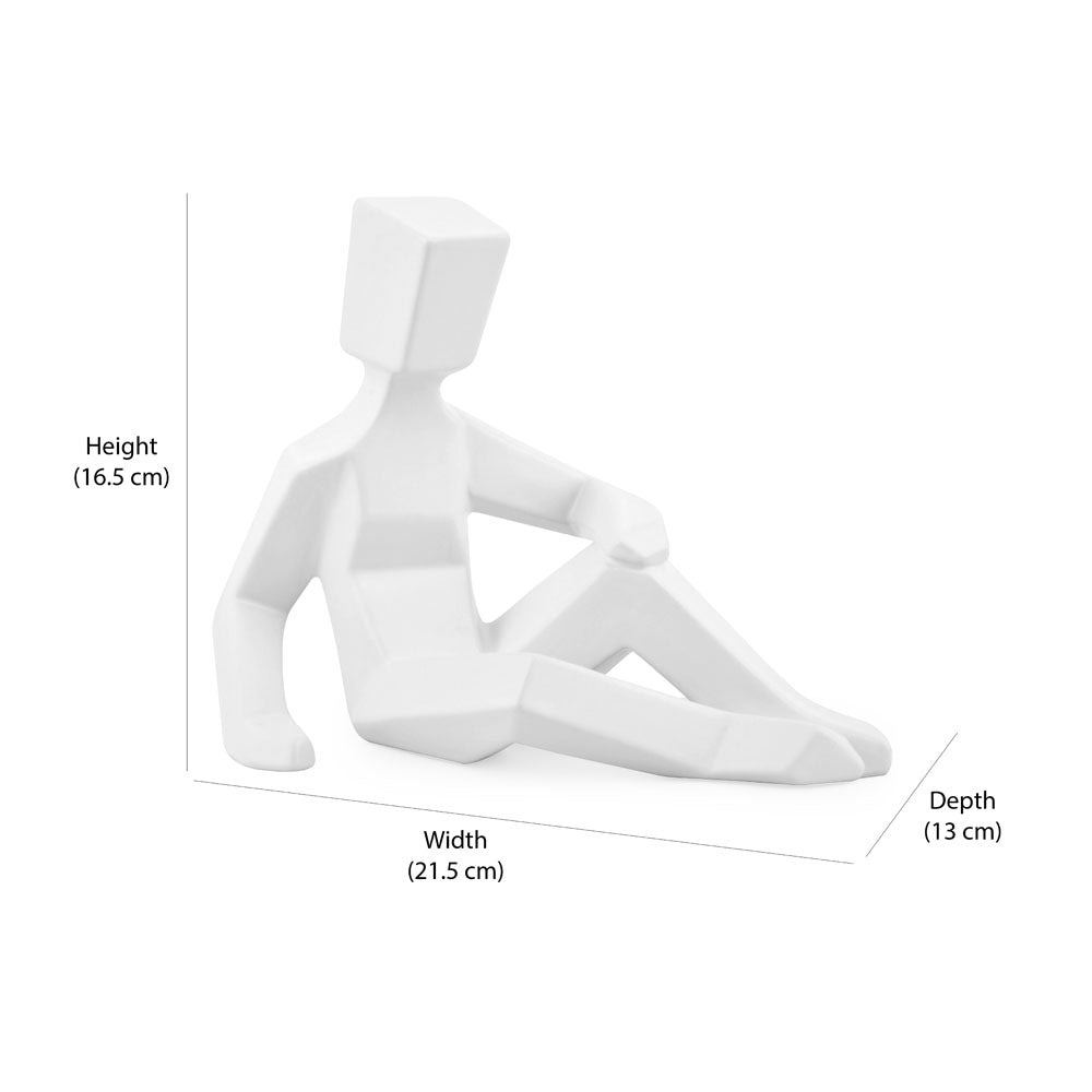 Man Sitting With Hand On Knee Dolomite Showpiece (White)