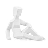 Man Sitting With Hand On Knee Dolomite Showpiece (White)