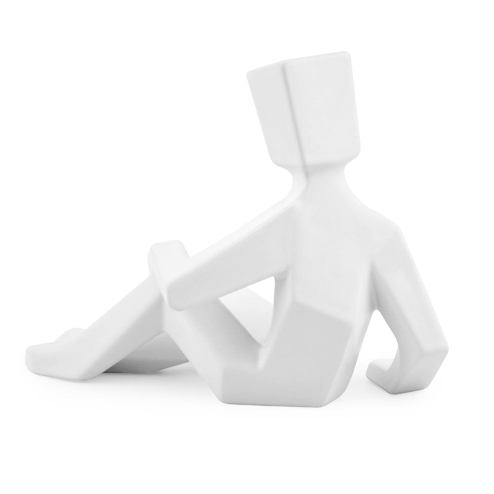 Man Sitting With Hand On Knee Dolomite Showpiece (White)