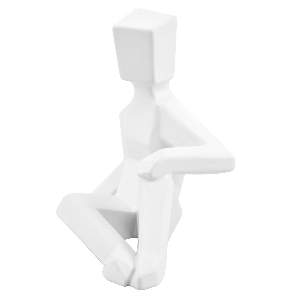 Man Sitting With Hand On Knee Dolomite Showpiece (White)