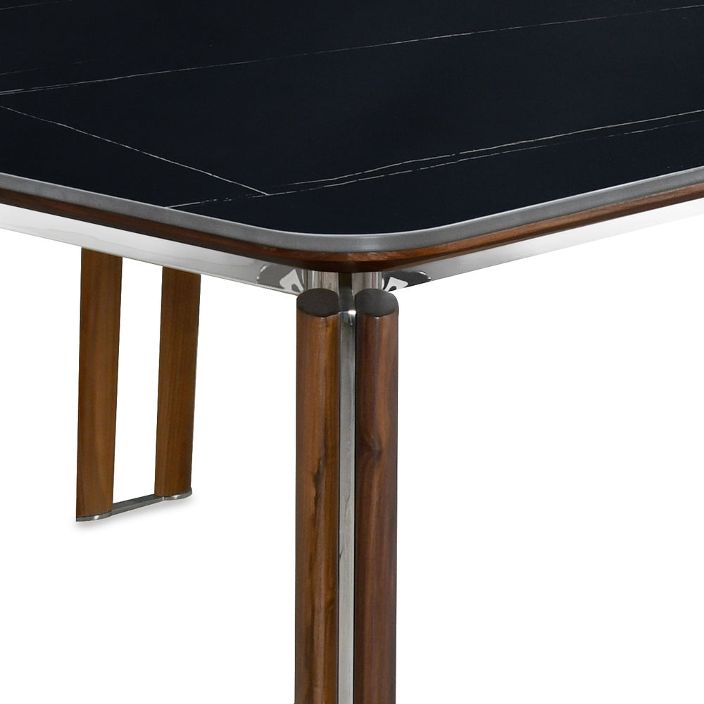 Trinity 6 Seater Dining Table (Black and Walnut)