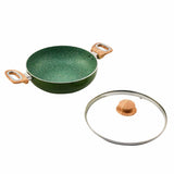 Arias by Lara Dutta Non-Stick 2.5 L Kadhai With Glass Lid (Emerald)