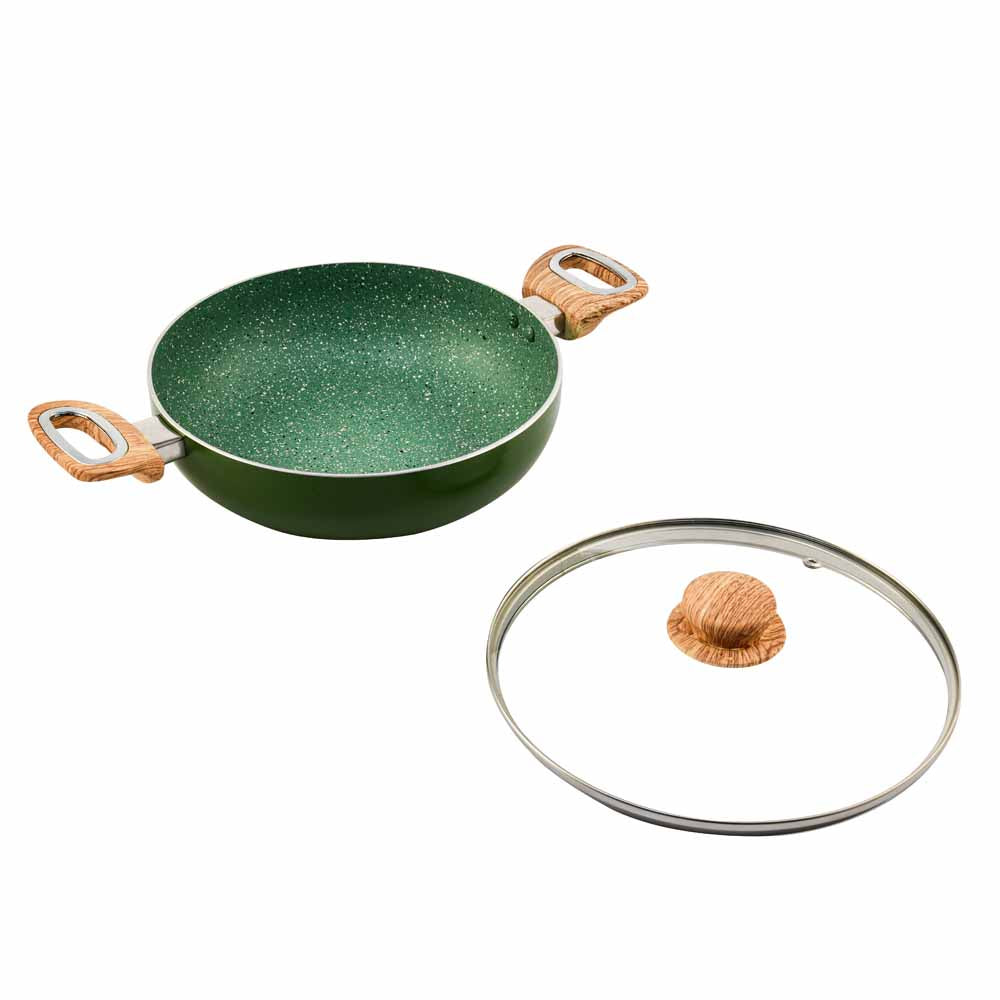 Arias by Lara Dutta Non-Stick 2.5 L Kadhai With Glass Lid (Emerald)