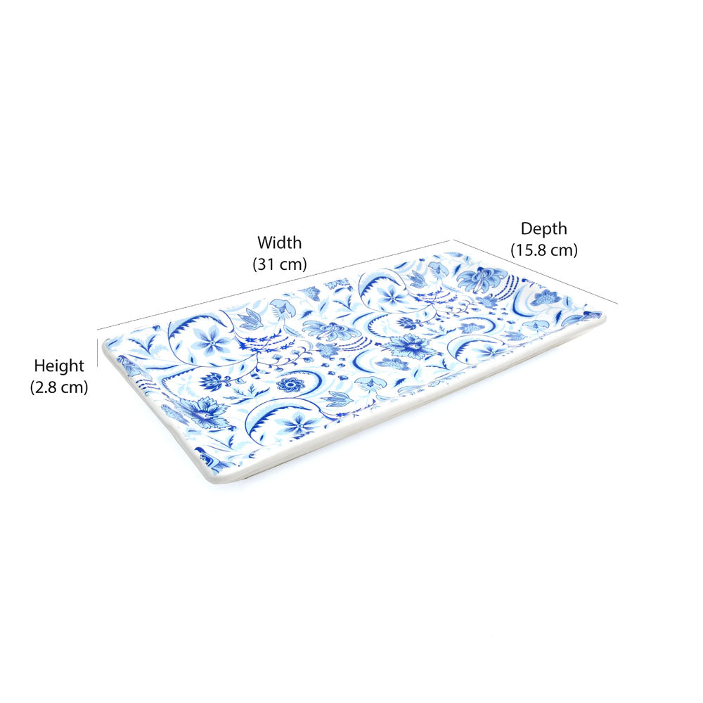 Floral Design Serving Platter (Blue)