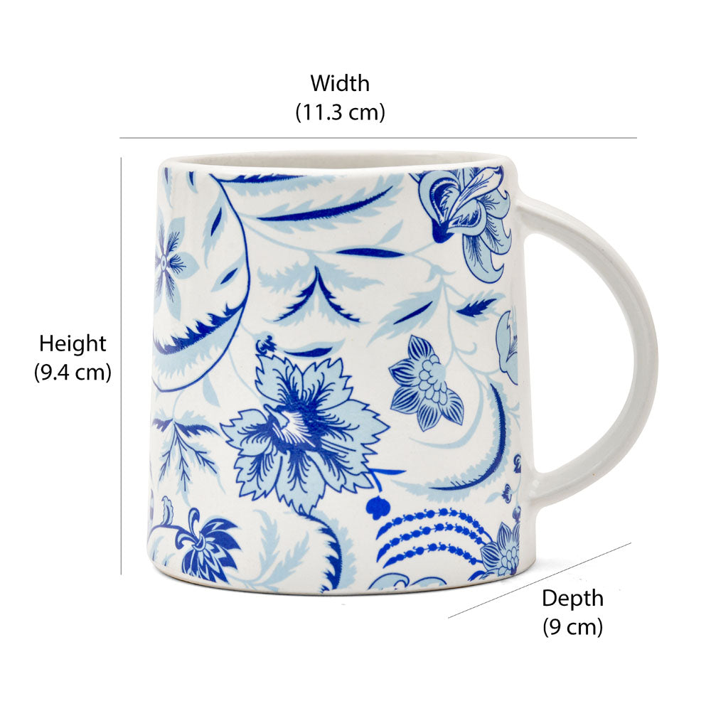 Floral Design Stoneware 380 ml Mug (Blue)