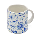 Floral Design Stoneware 380 ml Mug (Blue)