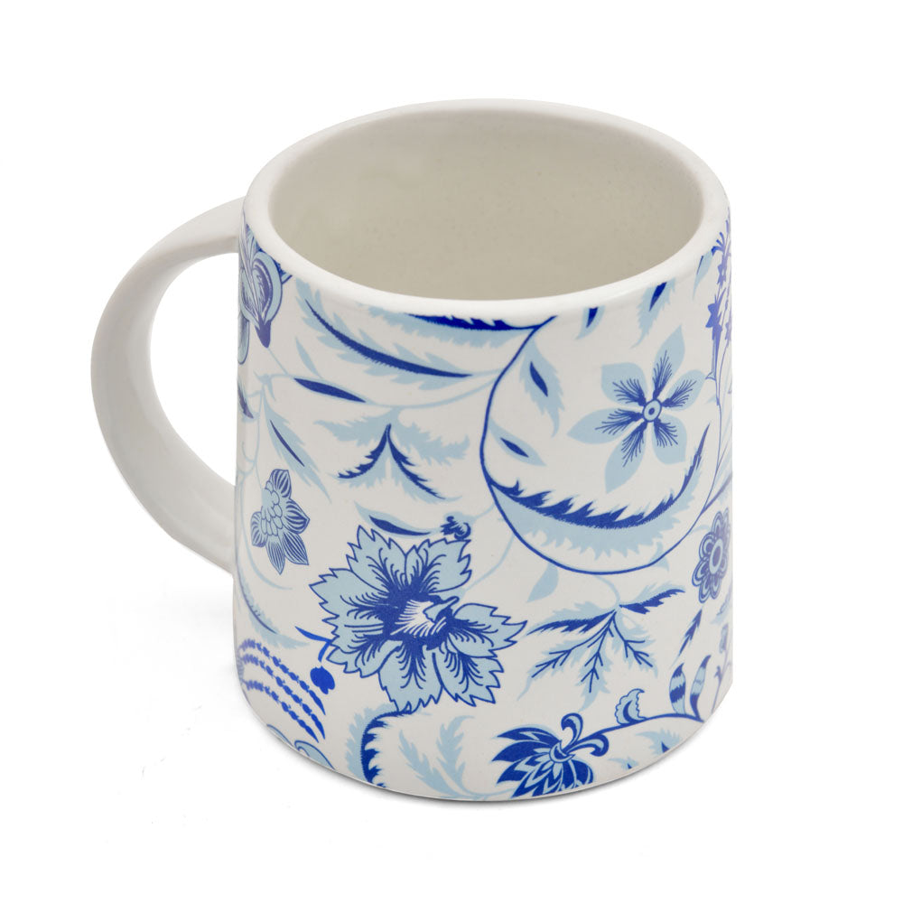 Floral Design Stoneware 380 ml Mug (Blue)