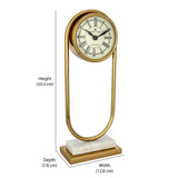 Oval Metal Table Clock on Stand (Gold)