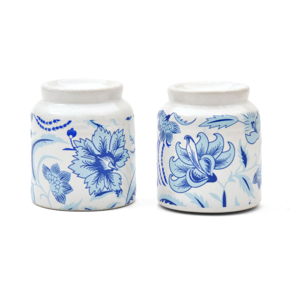 Floral Salt and Pepper Container Set (Blue)