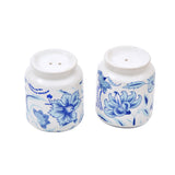 Floral Salt and Pepper Container Set (Blue)