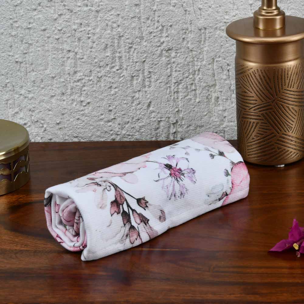 Arias by Lara Dutta Floral 250 GSM Bamboo Polycotton Hand Towel 40 x 60 cm (Multicolor)